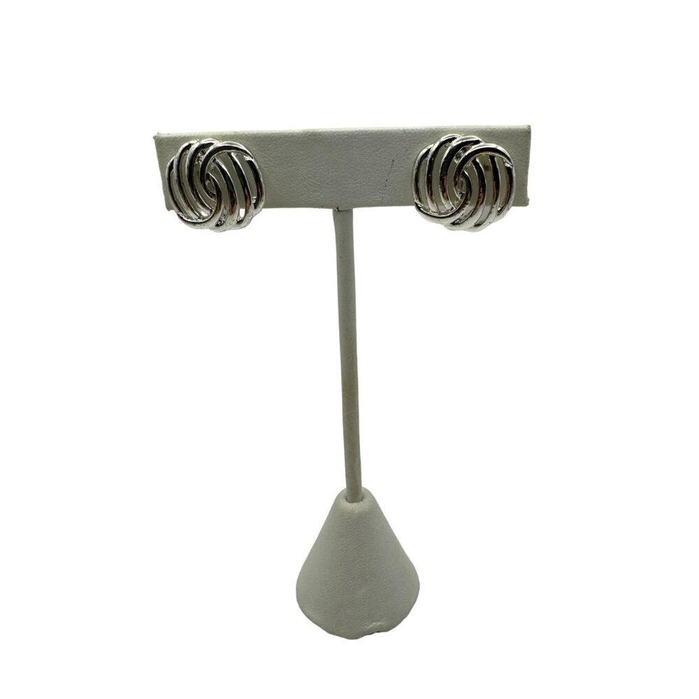 Vintage Silver Knot Clip-On Earrings